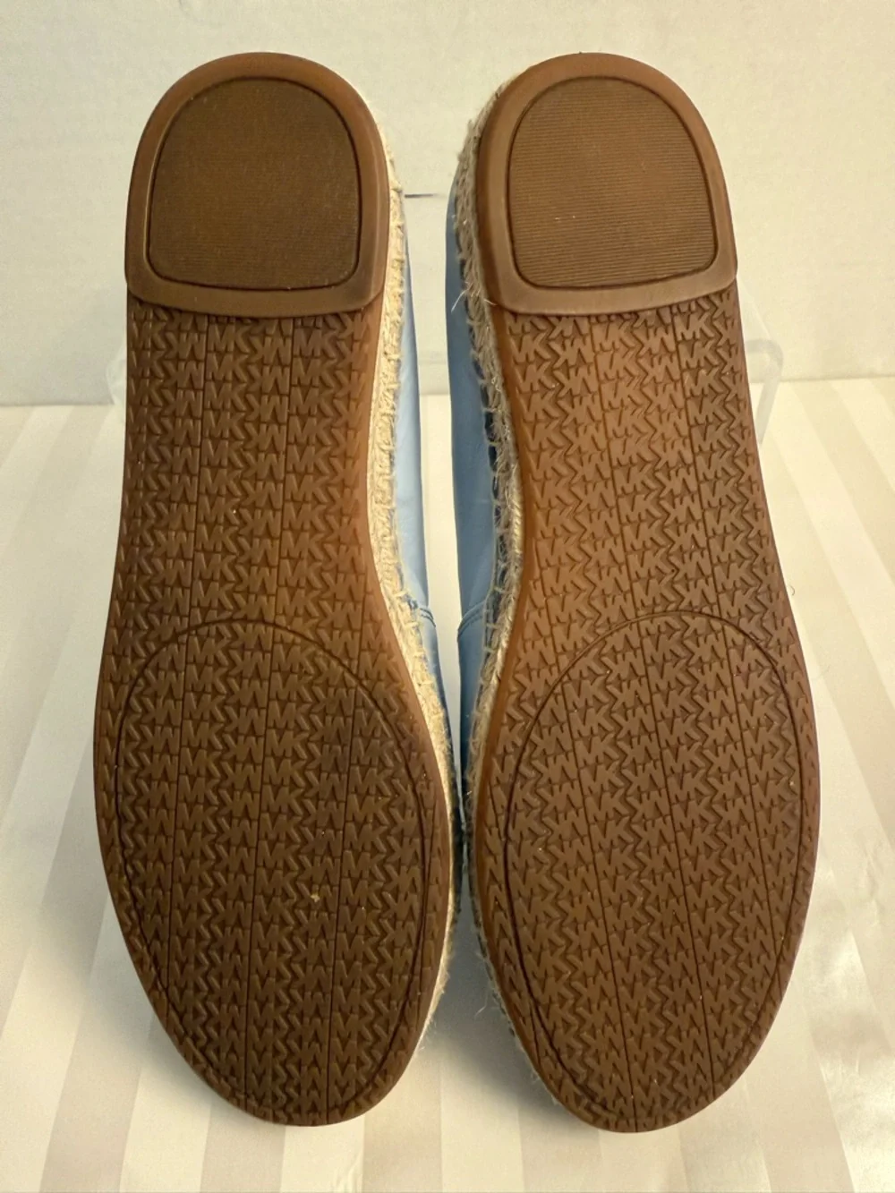 Michael Kors Lola Espadrilles Blue Leather Floral Slip On Size 36 NWOT